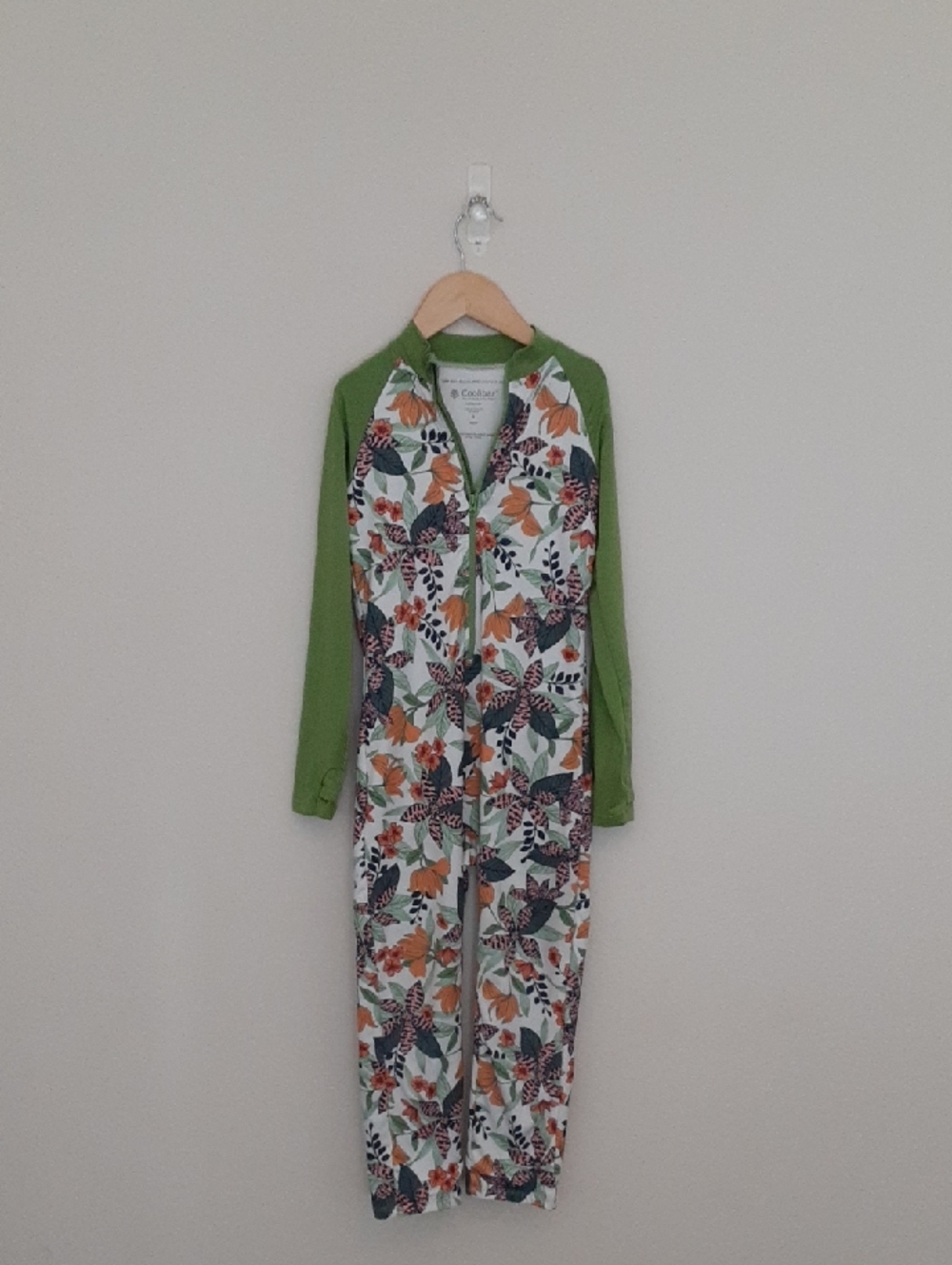 Coolibar Green-Sleeve Floral One-piece Swimsuit